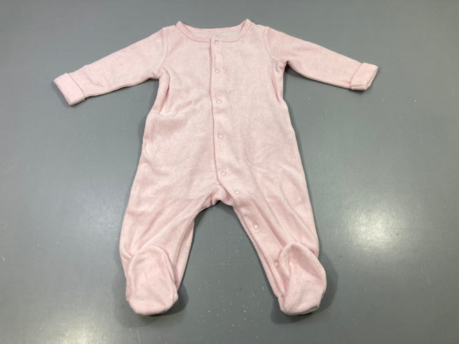 Pyjama velours rose uni, moins cher chez Petit Kiwi