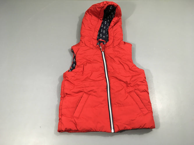Bodywarmer à capuche rouge, moins cher chez Petit Kiwi