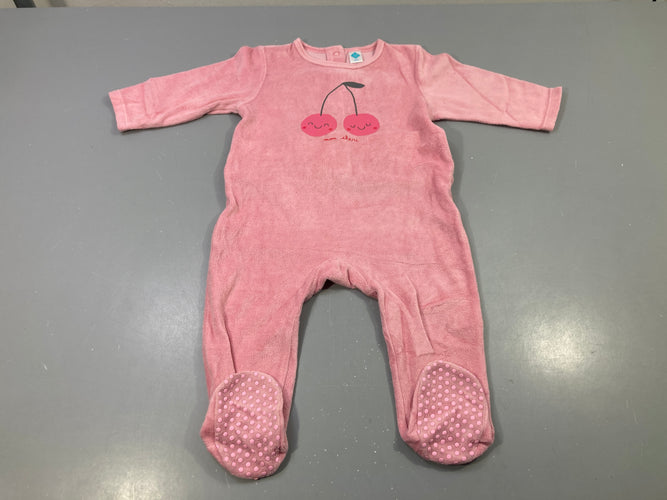 Pyjama velours rose cerise, moins cher chez Petit Kiwi