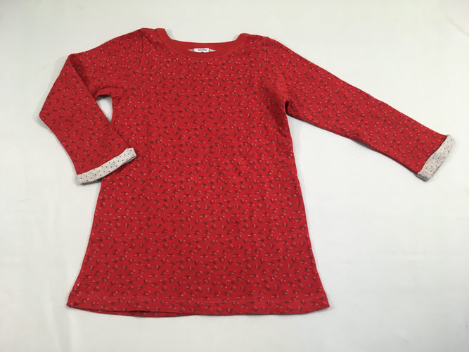 Robe de nuit m.l jersey rouge fleurie, moins cher chez Petit Kiwi