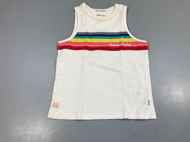 Débardeur blanc flammé rayé multicolore, moins cher chez Petit Kiwi