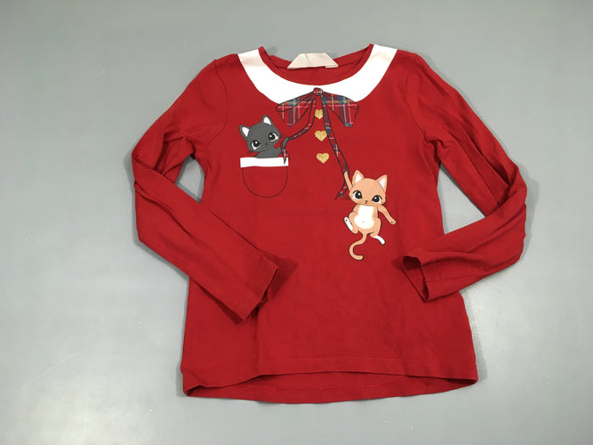 T-shirt m.l rouge chats Noël, moins cher chez Petit Kiwi