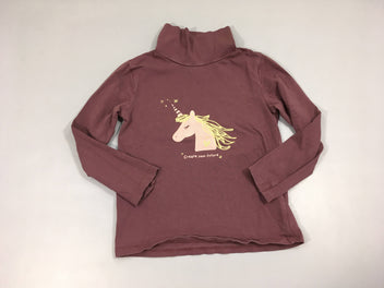 T-shirt col roulé auve licorne, flocage usé