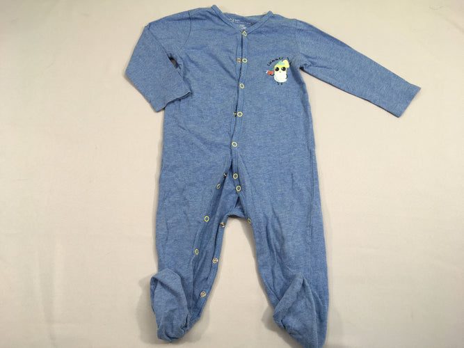 Pyjama jersey bleu chiné summer milk, légèrement bouloché, moins cher chez Petit Kiwi