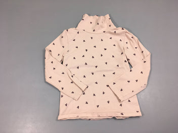 T-shirt col roulé rose coeurs