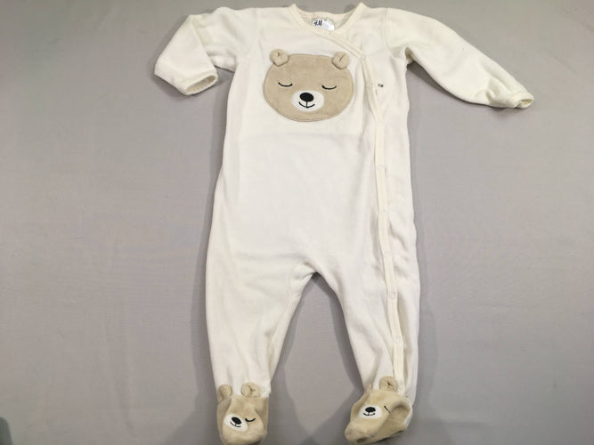 Pyjama velours écru ours, moins cher chez Petit Kiwi