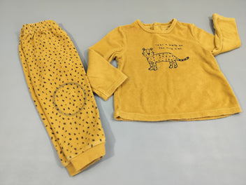 Pyjama 2 pcs éponges jaune moutarde, léopard 