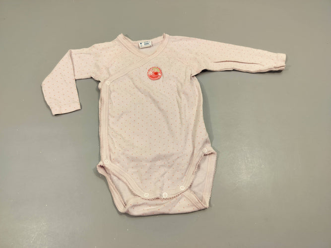 Body m.l rose clair à pois 100% coton, moins cher chez Petit Kiwi