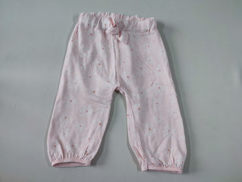 Pantalon fluide rose clair fleurs