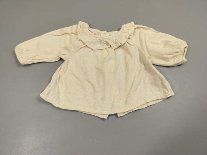 Blouse m.l beige texturé  , col dentelle, moins cher chez Petit Kiwi