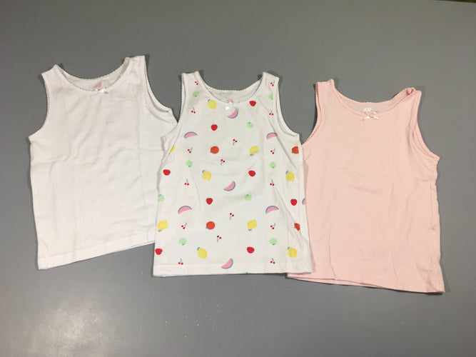 3 chemisettes s.m blanc/rose, moins cher chez Petit Kiwi