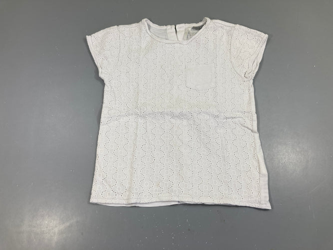 T-shirt m.c blanc broderies, moins cher chez Petit Kiwi
