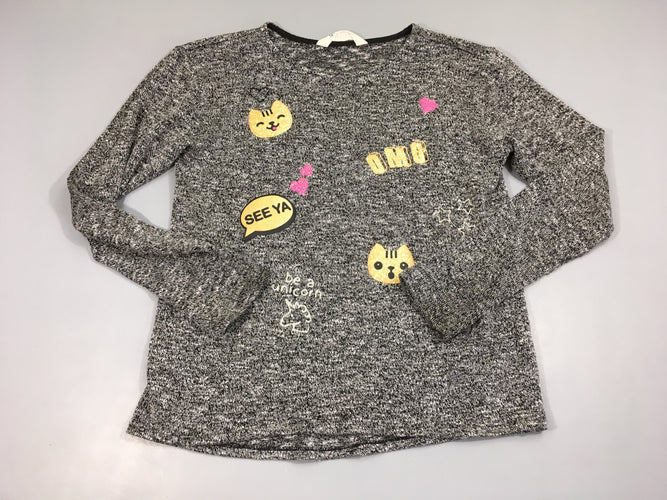 Pull maille noir chiné blanc OMG, moins cher chez Petit Kiwi