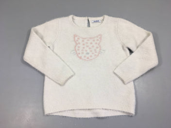 Pull duveteux blanc chat