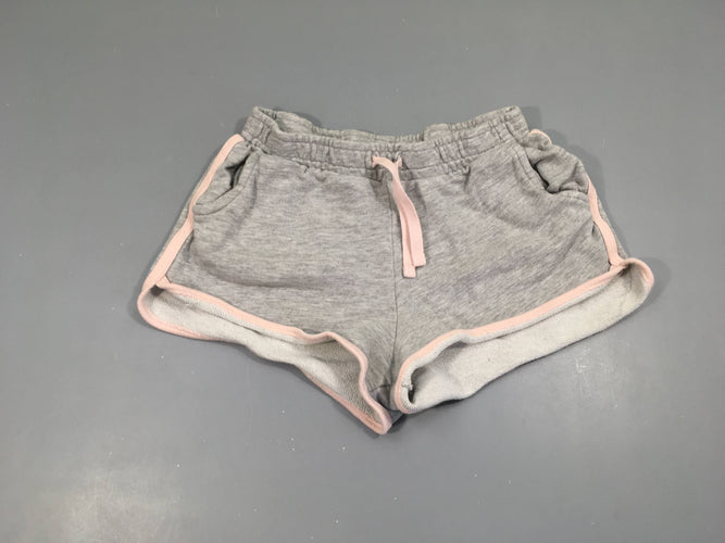 Short molleton gris chiné/rose, moins cher chez Petit Kiwi