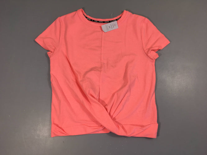 T-shirt m.c rose néon noué à l'avant, légèrement bouloché, moins cher chez Petit Kiwi