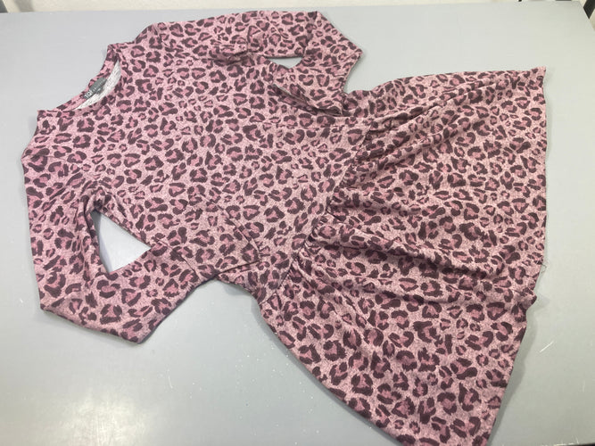 Robe m.l patineuse motifs léopard rose et mauve, moins cher chez Petit Kiwi