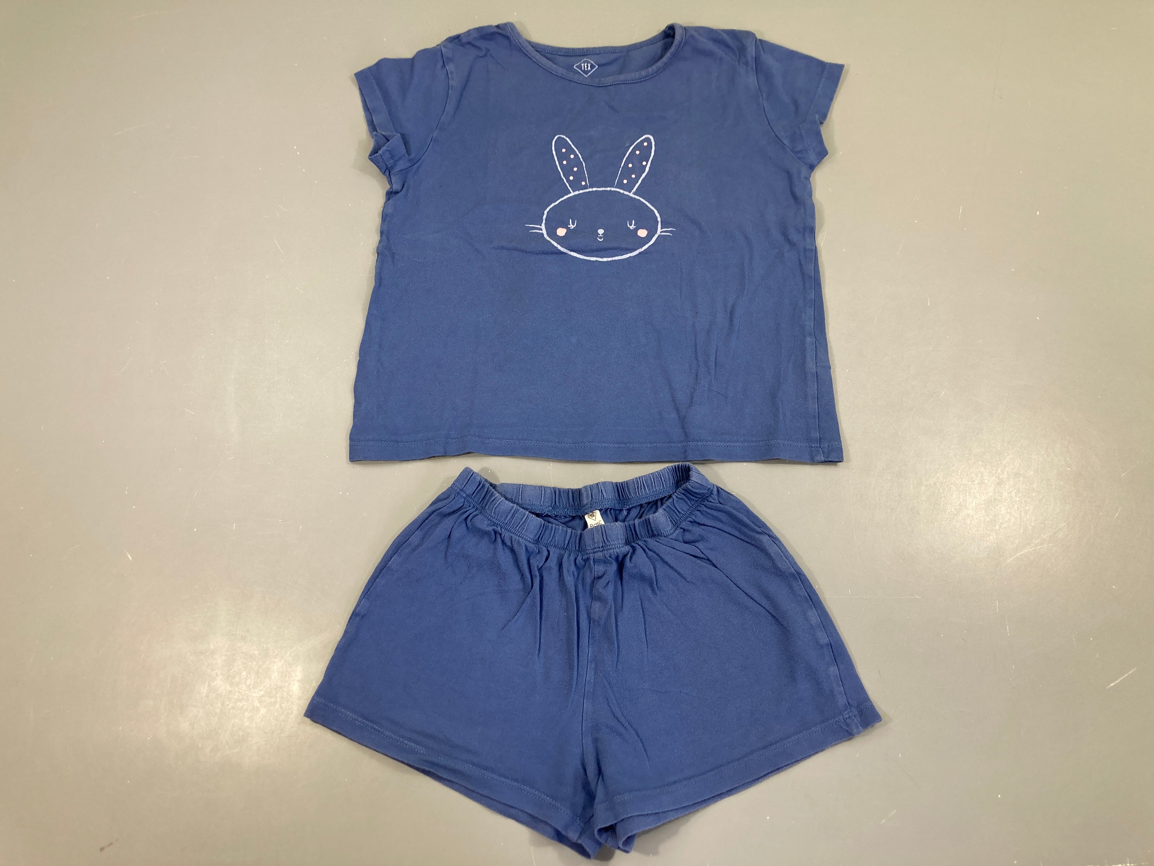 Pyjashort 2pcs jersey bleu lapin