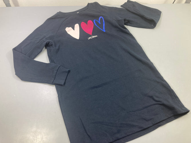 Robe sweat m.l  bleu marine , 3 coeurs love/amour, intérieur doux et chaud, moins cher chez Petit Kiwi