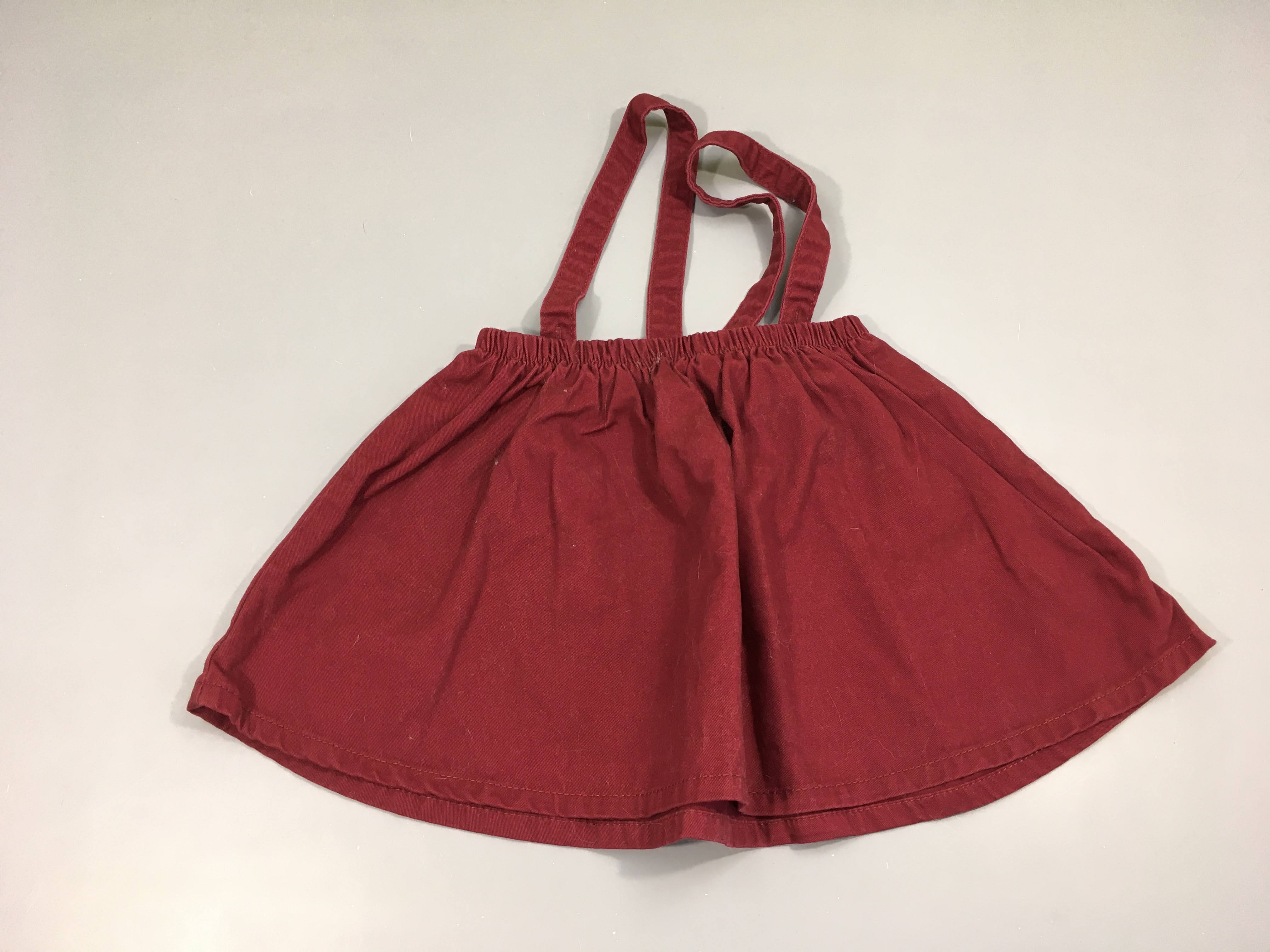 Jupe toile bordeaux bretelles