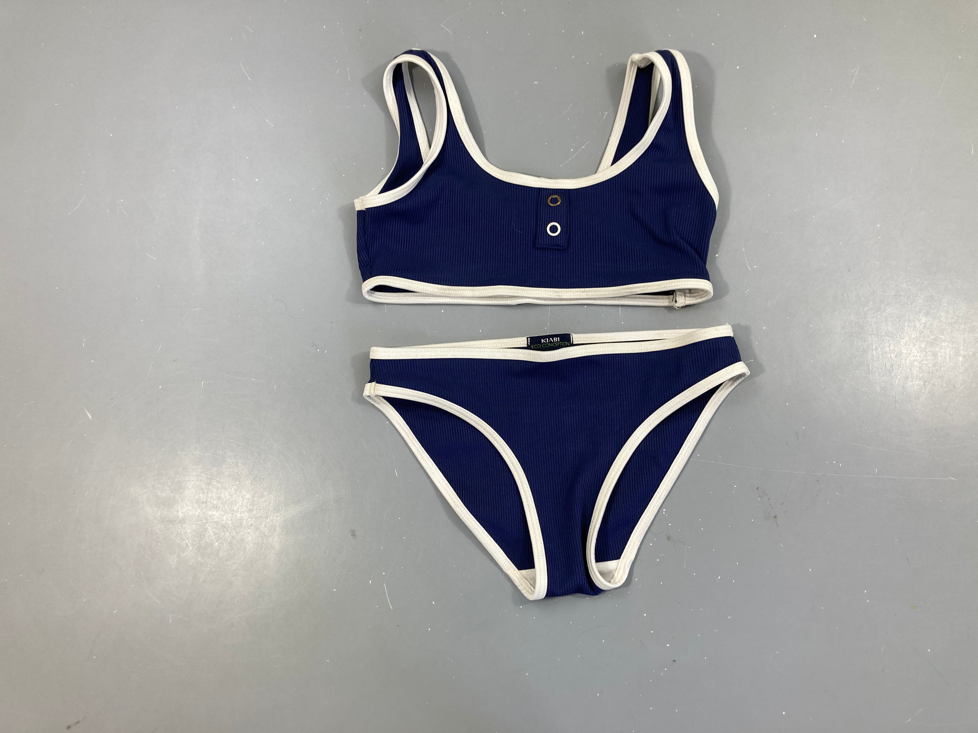 Bikini bleu foncé côtelé
