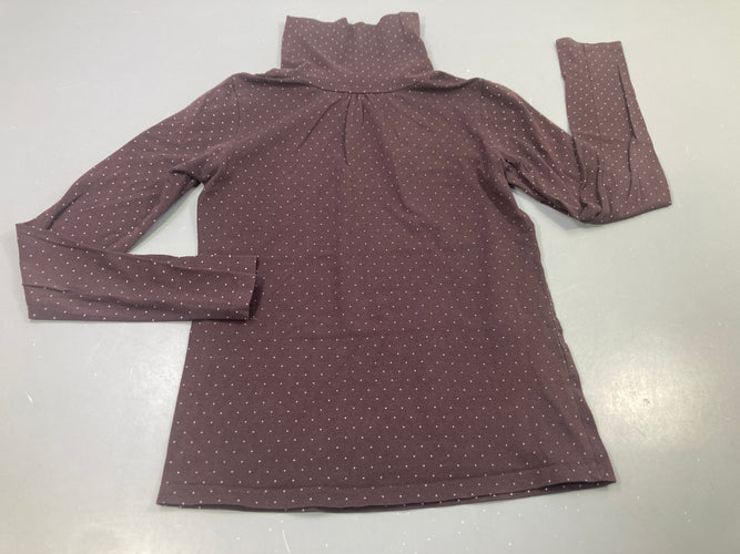 T-shirt m.l  prune à pois blancs col roulé avec noeur en strass, moins cher chez Petit Kiwi