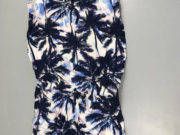 Combishort blanc palmiers bleu marine