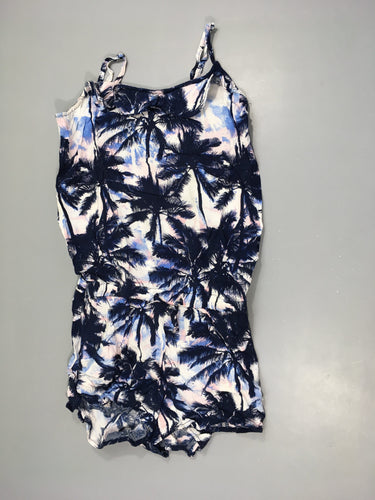 Combishort blanc palmiers bleu marine, moins cher chez Petit Kiwi