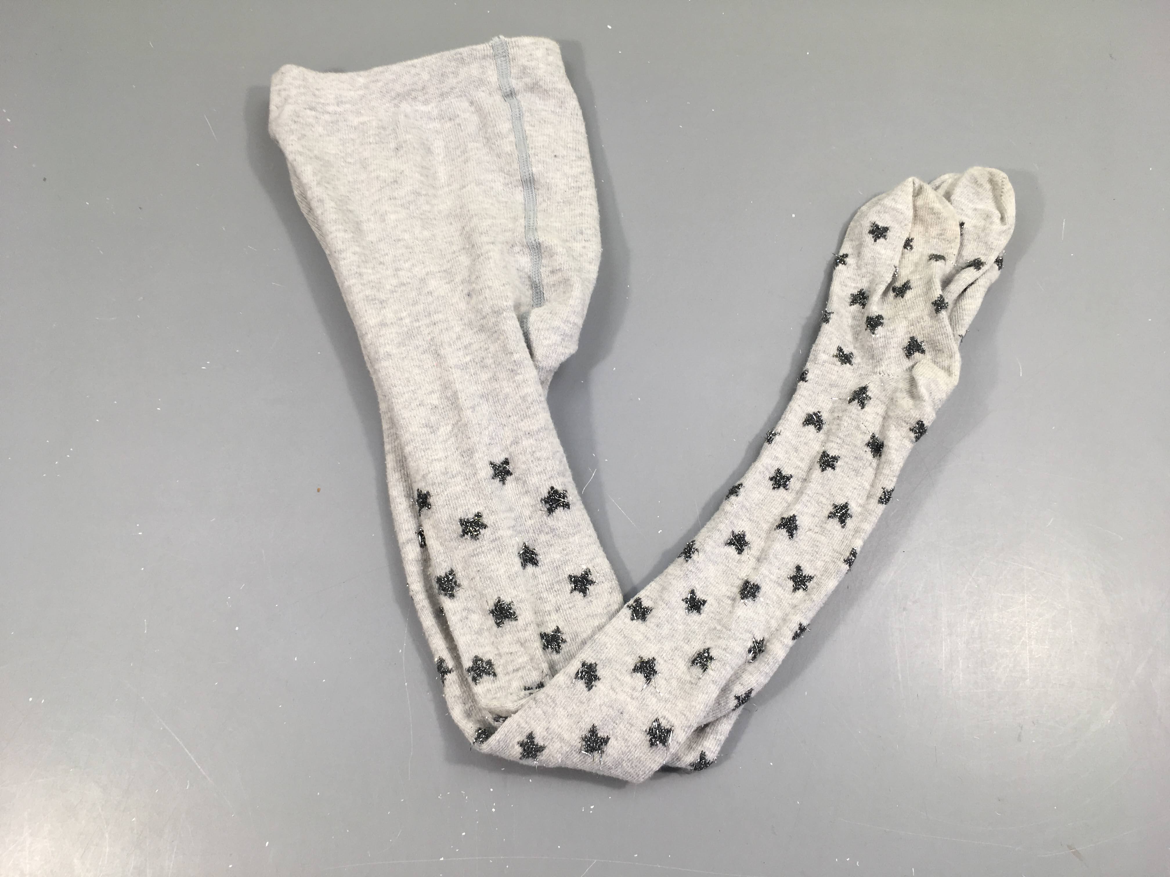 Collants gris clair coeurs argenté pailletés