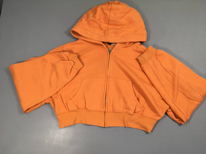 Sweat court zippé orange à capuche, légèrement bouloché, moins cher chez Petit Kiwi