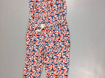 Combinaison fines bretelles blanche motis rouge/bleu