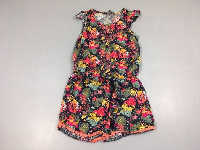 Combishort bleu marine feuilles, moins cher chez Petit Kiwi