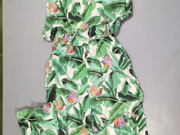 Combishort fines bretelles blanche feuilles