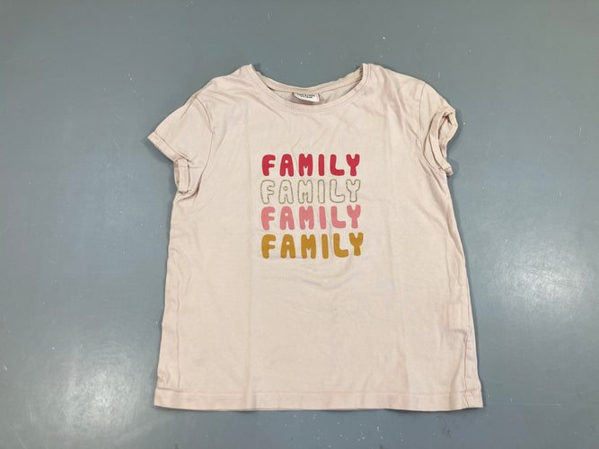 T-shirt m.c rose pâle family, moins cher chez Petit Kiwi