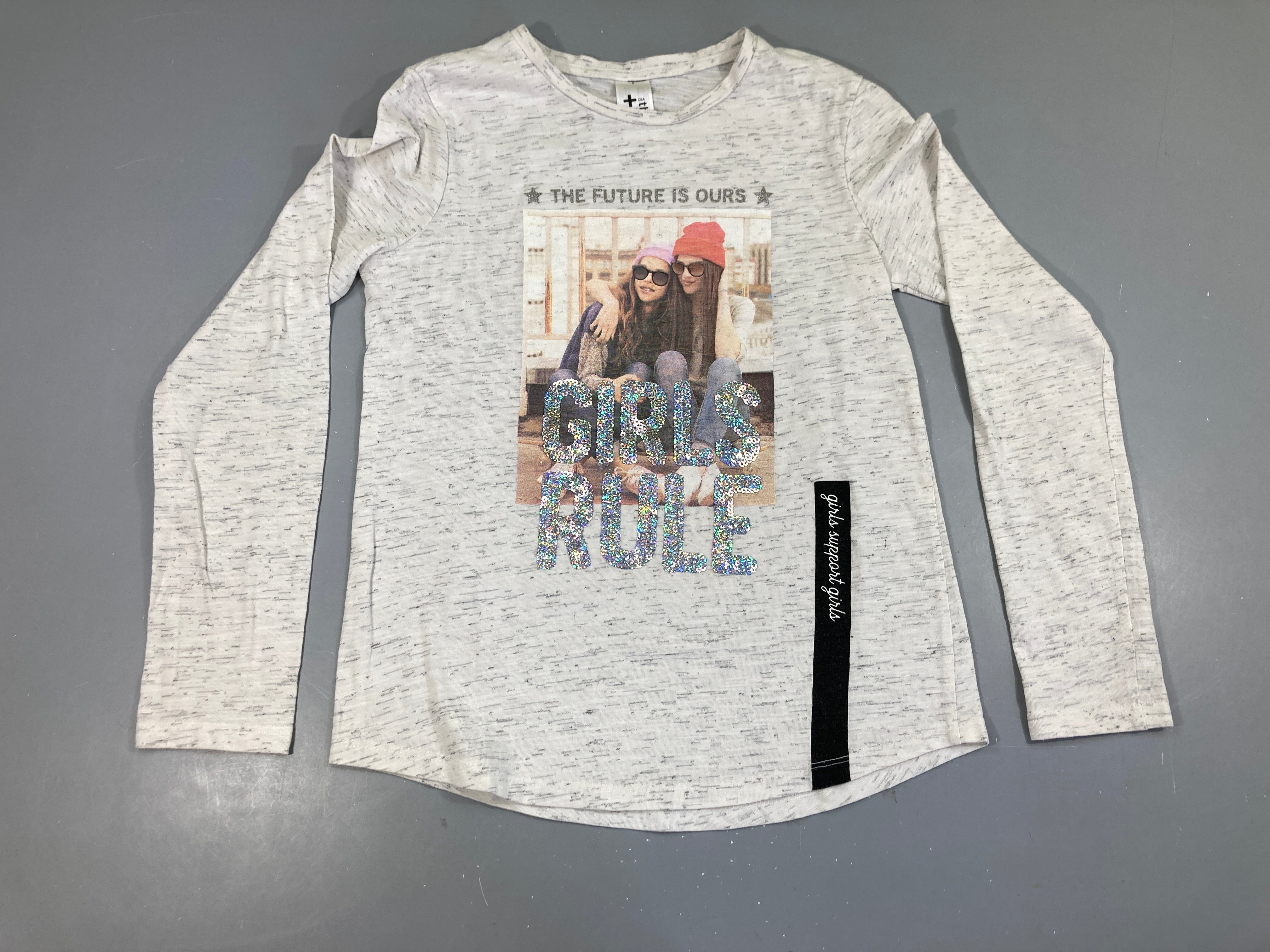 T-shirt m.l gris flammé filles future, légèrement bouloché