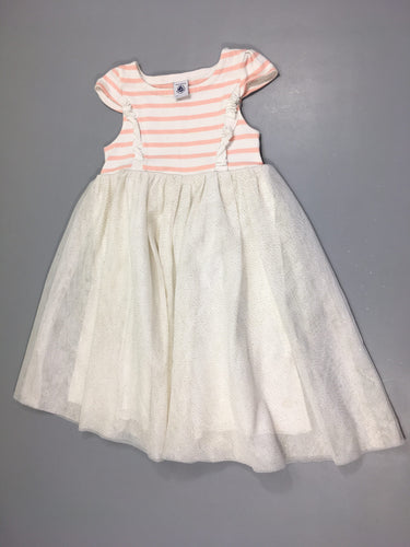 Robe m.c molleton blanc rayé rise bas tulles pois dorés, haut bouloché, moins cher chez Petit Kiwi