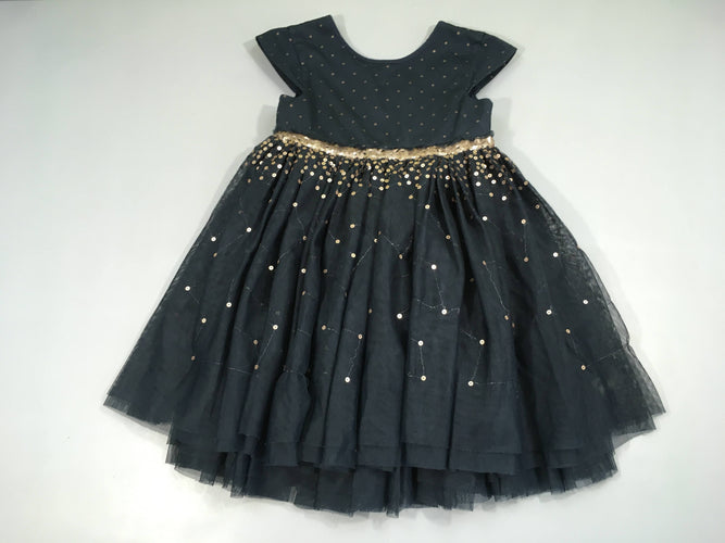 Robe m.c tulle bleu marine sequins, moins cher chez Petit Kiwi