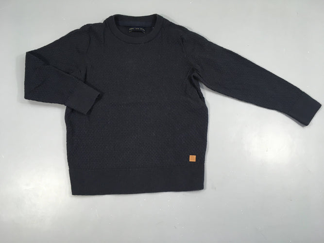 Pull bleu marine texturé, moins cher chez Petit Kiwi