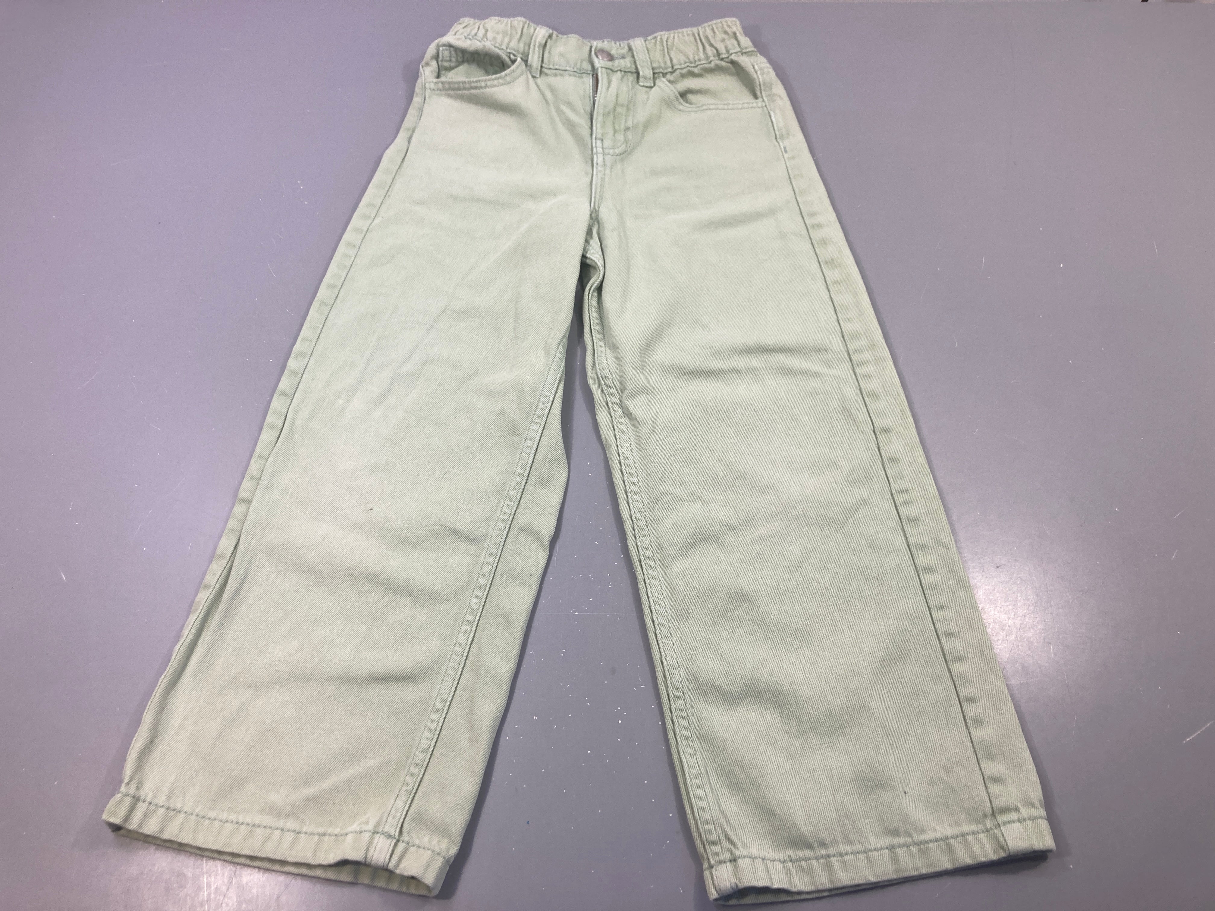 Pantalon denim évasé vert clair