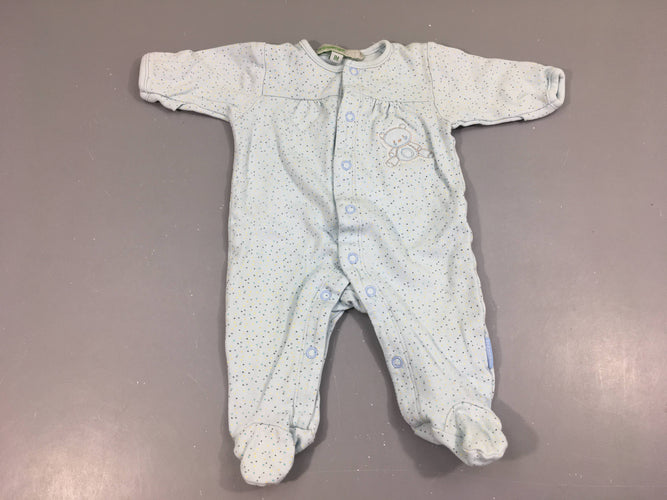 Pyjama jersey bleu pois ourson, moins cher chez Petit Kiwi