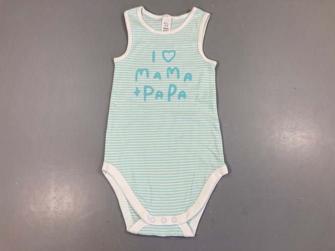 Body s.m blanc rayé bleu mama + papa, moins cher chez Petit Kiwi