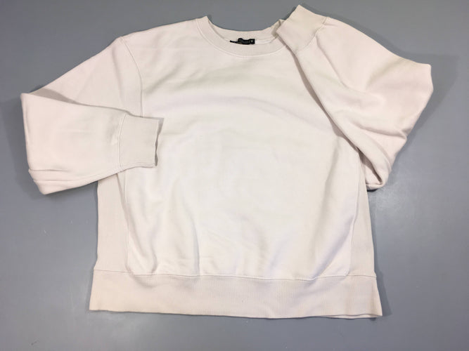Sweat blanc oversized, bouloché Petite tache bas arrière manche G, moins cher chez Petit Kiwi