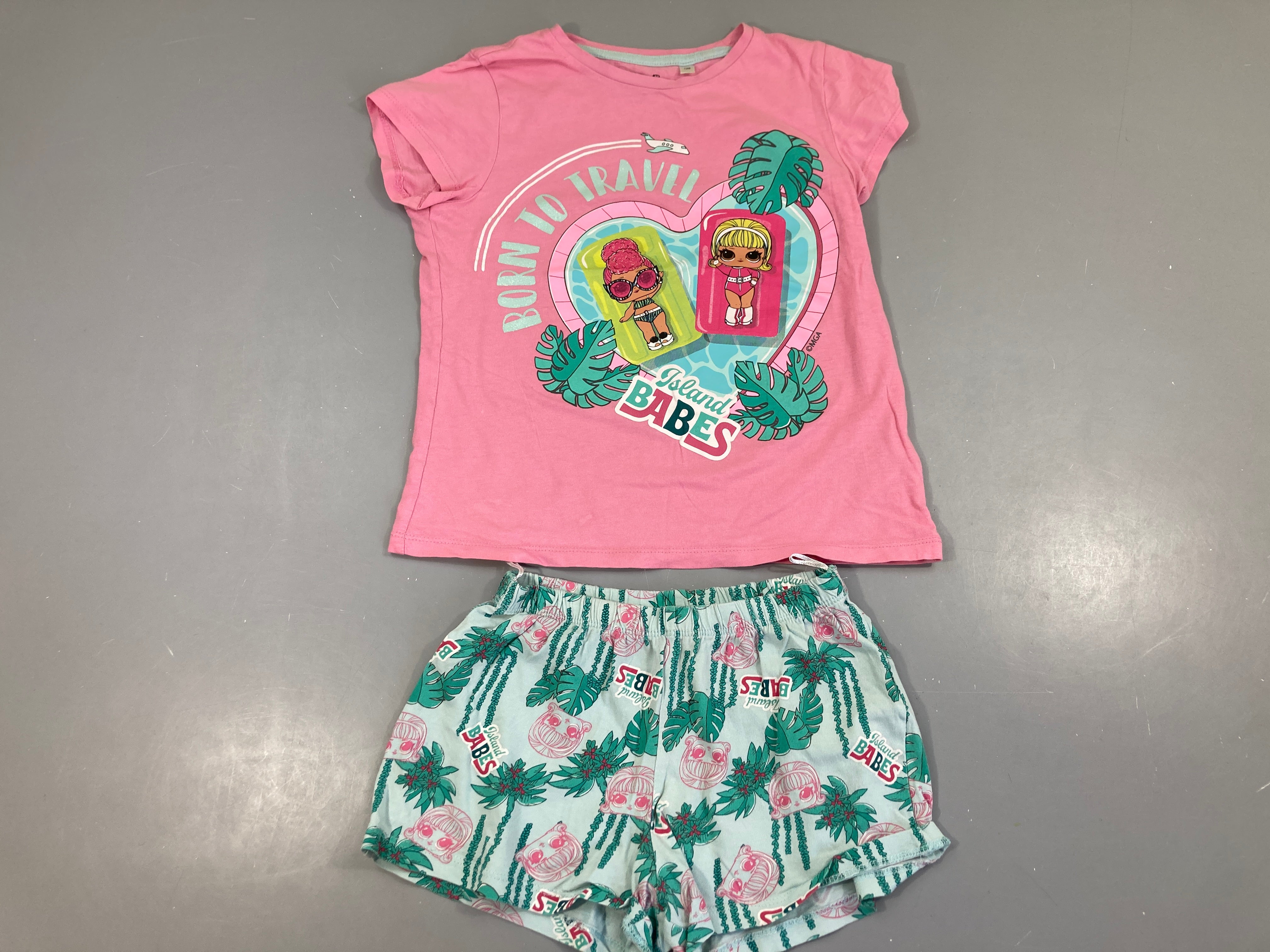 Pyjashort 2pcs jersey rose coeur piscine Poupées Lol