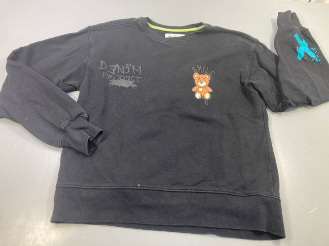 Sweat noir, ourson  "Smile", gros ourson à l'arrière, moins cher chez Petit Kiwi