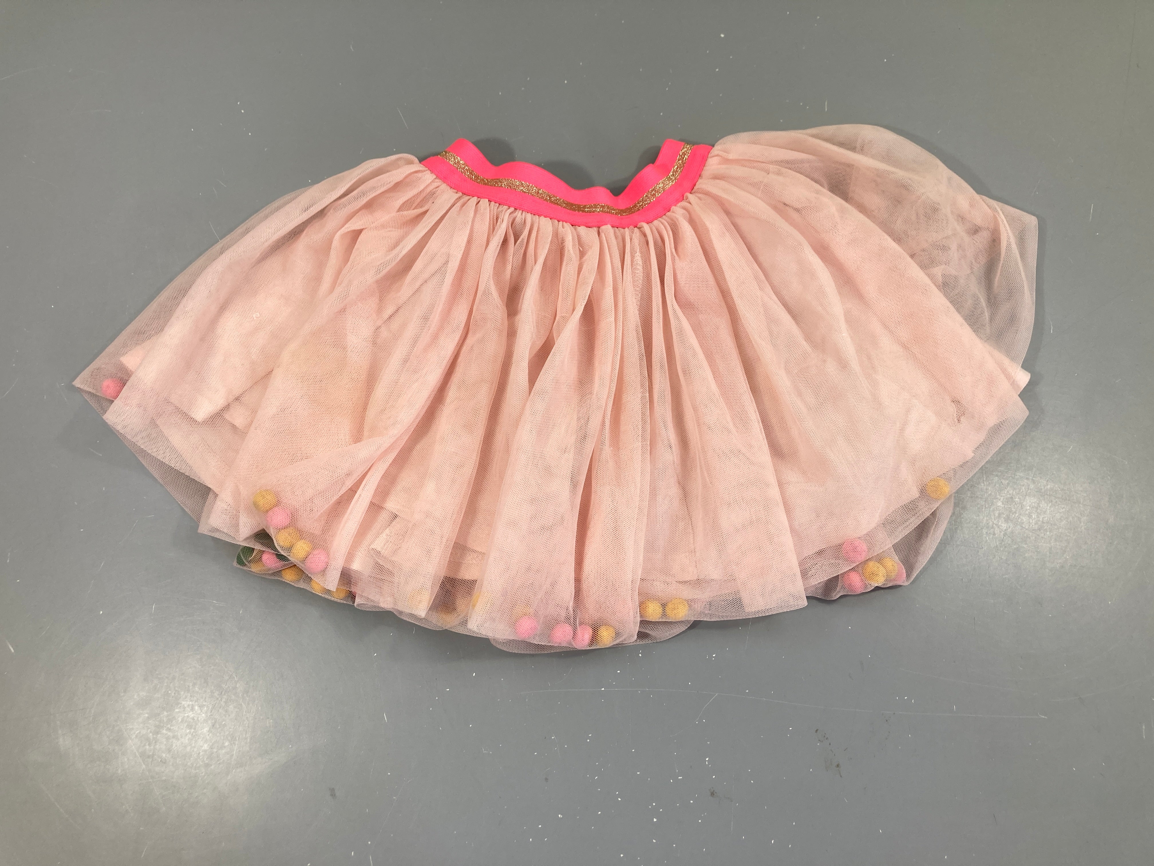 Jupe tulle rose pompoms