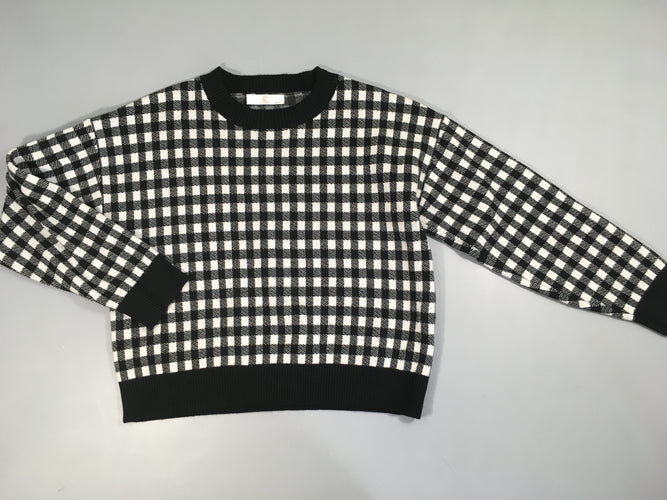 Pull court carreaux noir/blanc, moins cher chez Petit Kiwi