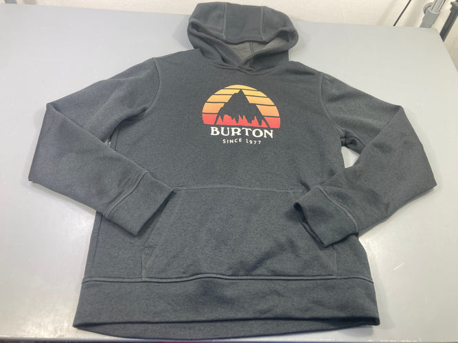 Sweat à capuche  gris anthracite flocage rouge et jaune "Burton", moins cher chez Petit Kiwi