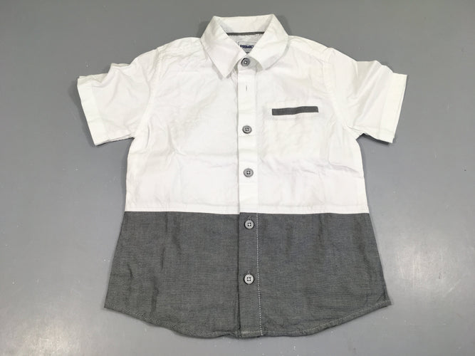 Chemise m.c blanc/gris, moins cher chez Petit Kiwi