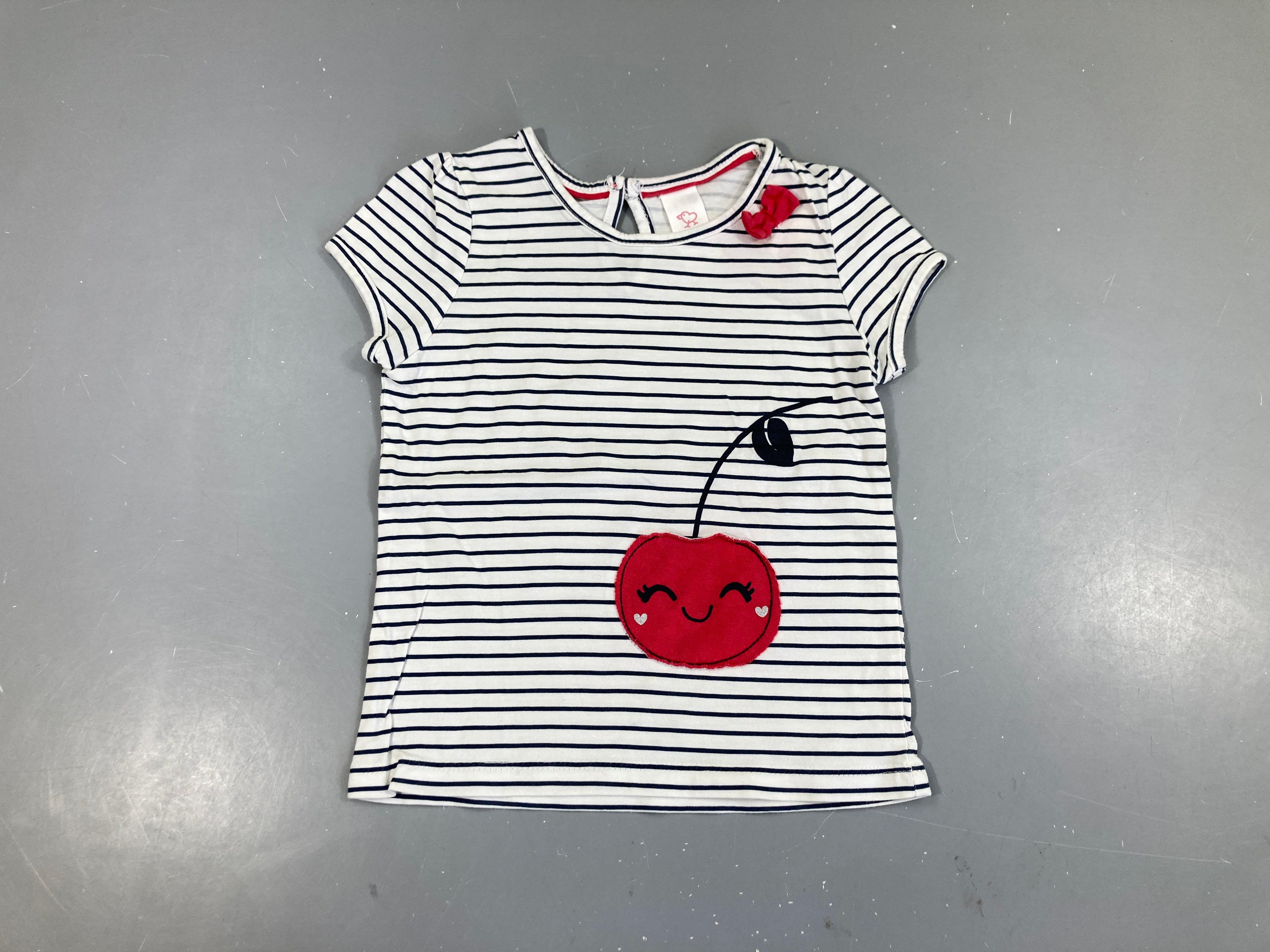 T-shirt m.c blanc rayé noir pomme