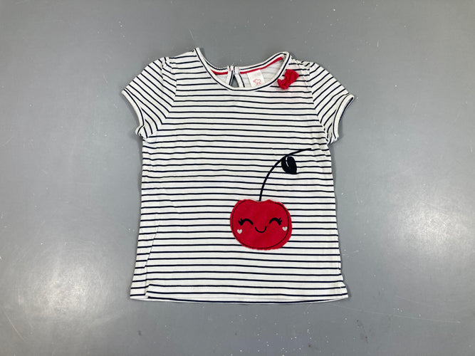 T-shirt m.c blanc rayé noir pomme, moins cher chez Petit Kiwi